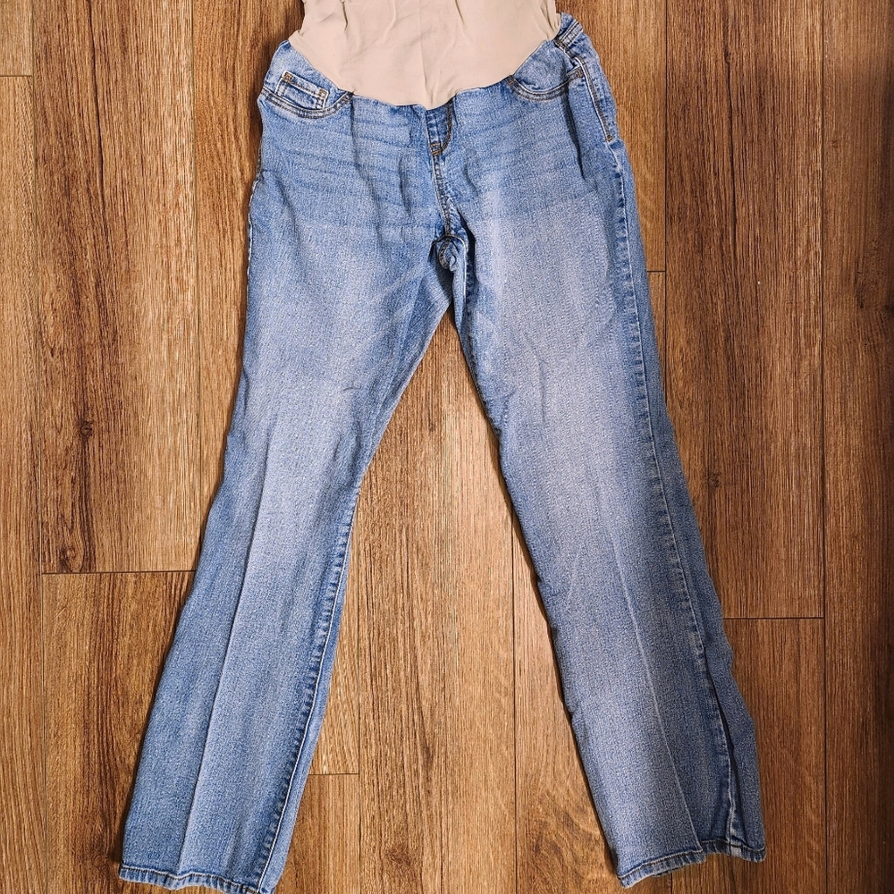 Indigo Blue Premium Light Wash Full Panel Maternity Jeans